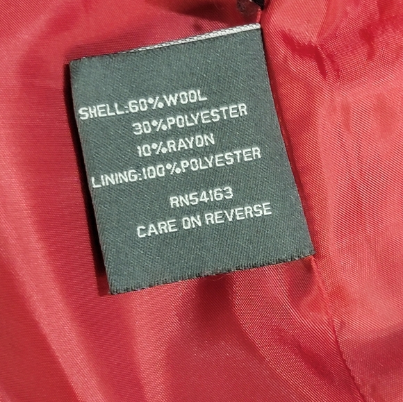 Kenneth Cole Reaction Womens Size 10 Burgandy Wool Blend Pea Coat Size 10 - Picture 10 of 11